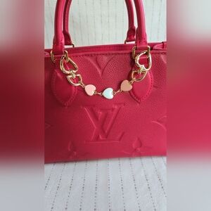 Multi-Colored Heart Chain Strap Extender – Gold-Plated Bag Charm & Handle Replac